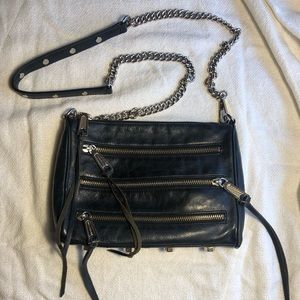 Rebecca Minkoff Black mini 5 zip Crossbody Purse
